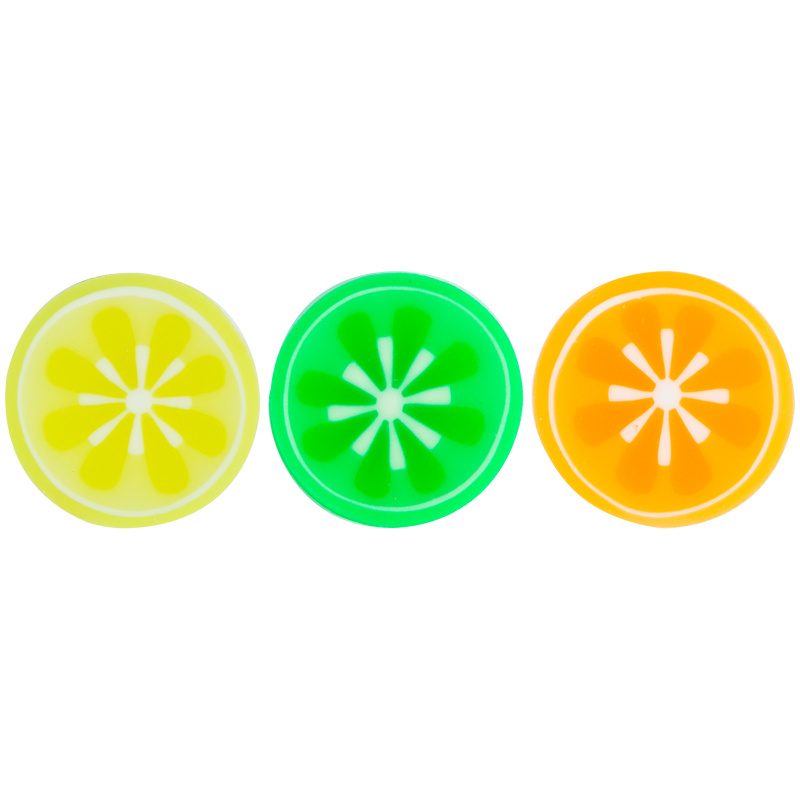 Ластик ArtSpace "Цитрусовые", круглый, термопластичная резина, ассорти, 40*40*8мм