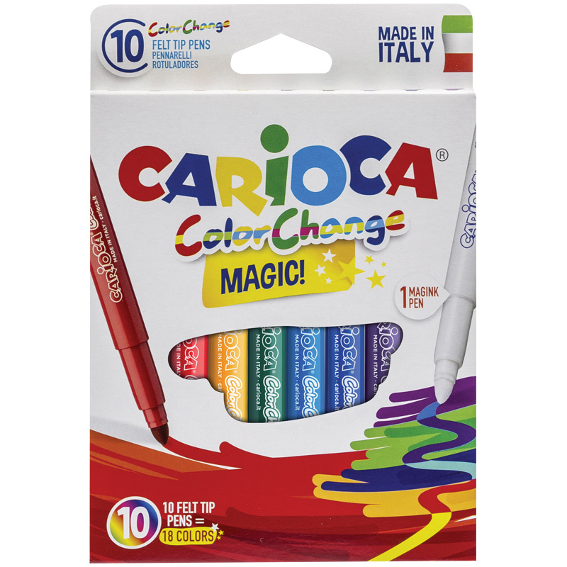 Фломастеры меняющие цвет Carioca "Color Change", 9цв+1, 10 шт., картон, европодвес