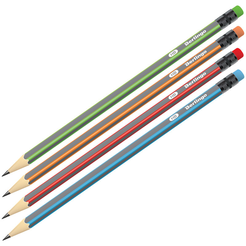 Карандаш ч/г Berlingo "Triangle" HB, трехгран., c ластиком, заточен.
