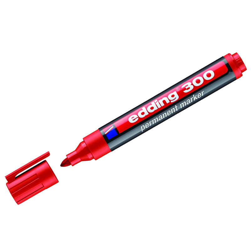 Маркер перманентный Edding "300" красный, пулевидный, 1,5-3,0мм
