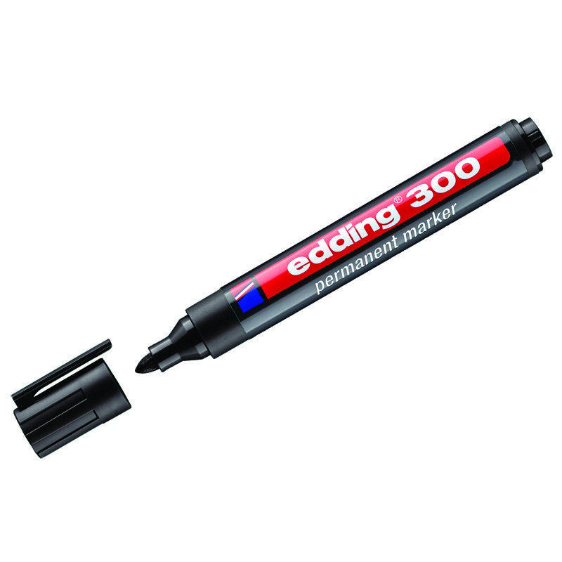 Маркер перманентный Edding "300" черный, пулевидный, 1,5-3,0мм