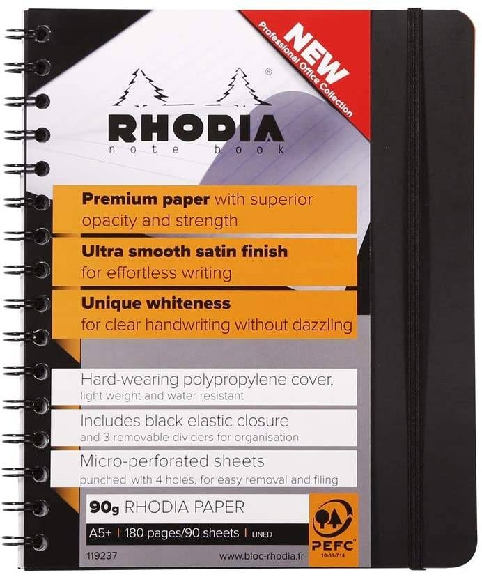 Блокнот в линейку Rhodia Business полипропиленовая обложка черный А5 / 90 листов / 90 гм