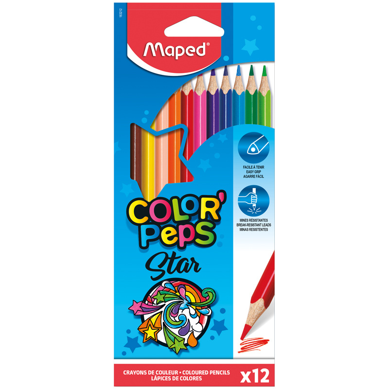 Карандаши цветные Maped "Color Peps", 12цв., трехгран., заточен., картон, европодвес
