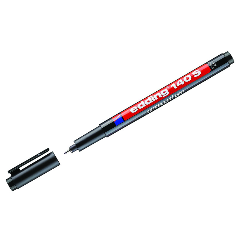 Маркер перманентный для глянцевых поверхностей Edding "140 S" черный, игольчатый, 0,3мм
