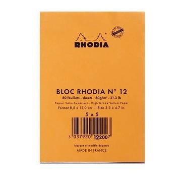 Блокнот в клетку Rhodia Basics мягкая обложка оранжевый 11 х 17 см / 80 листов / 80 гм
