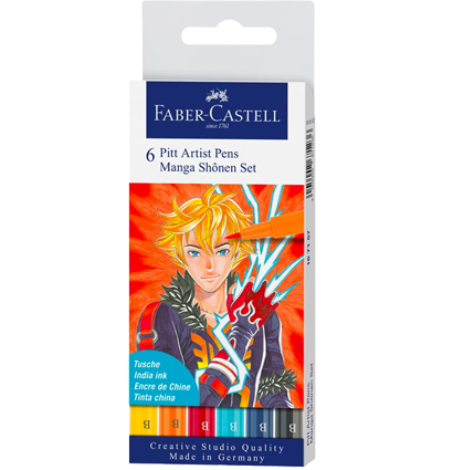 Набор брашпенов "Manga Shonen" Faber-Castell Pitt Artist Pen Brush 6 цветов купить в магазине Дудлинг.Ру с доставкой