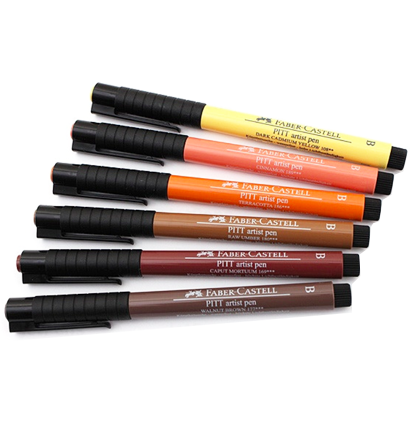 Набор брашпенов "Оттенки Земли" Faber-Castell Pitt Artist Pen Brush 6 цветов купить в художественном магазине Дудлинг.Ру с доставкой по РФ и СНГ
