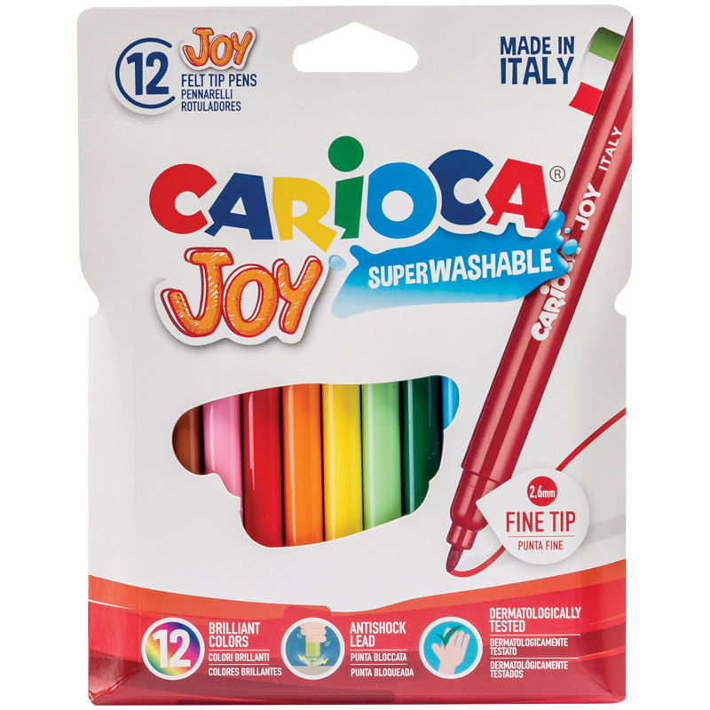 Фломастеры Carioca "Joy", 12цв., смываемые, картон, европодвес