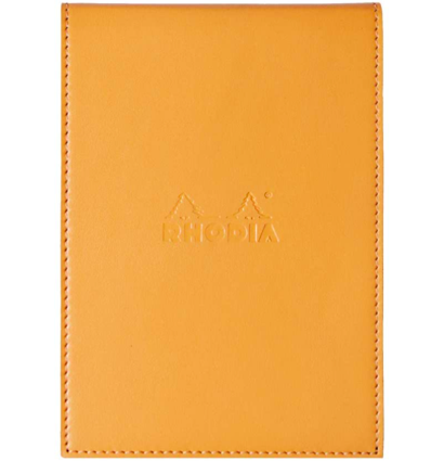 Блокнот в клетку Rhodia ePURE кожаная обложка оранжевый А6 / 80 листов / 80 гм
