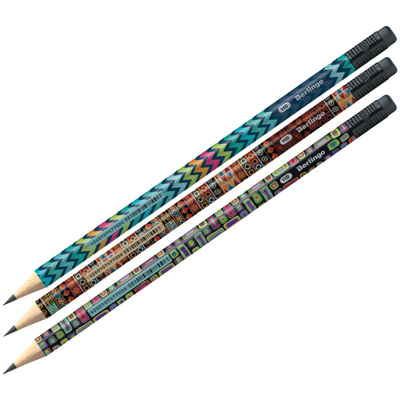 Карандаш ч/г Berlingo "Fantasy" HB, c ластиком, заточен.