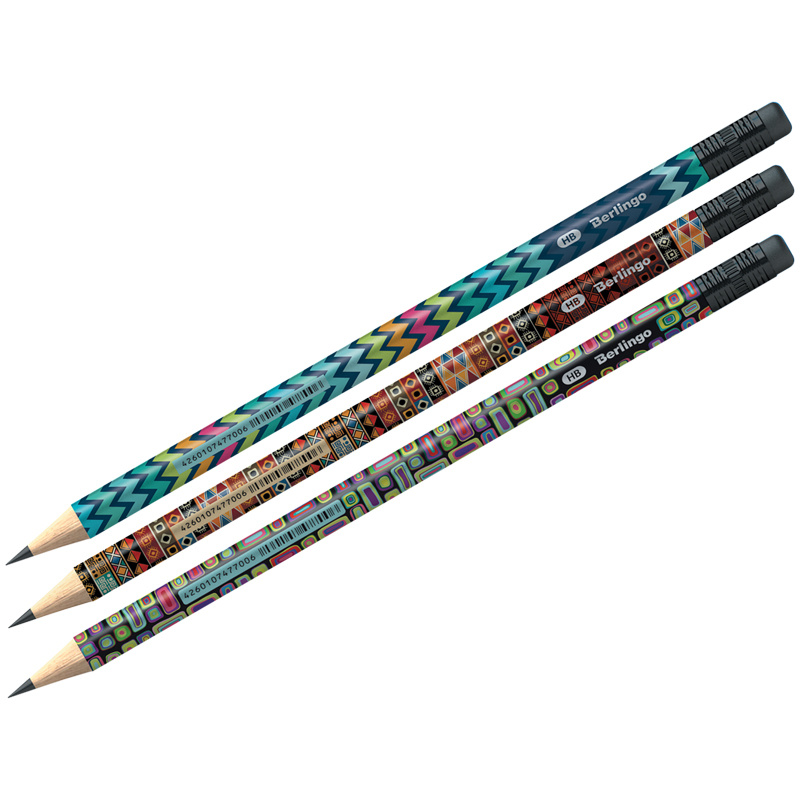 Карандаш ч/г Berlingo "Fantasy" HB, c ластиком, заточен.