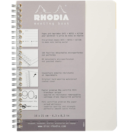 Ежедневник Rhodia Classic линейка мягкая обложка белый А5 / 80 листов / 90 гм