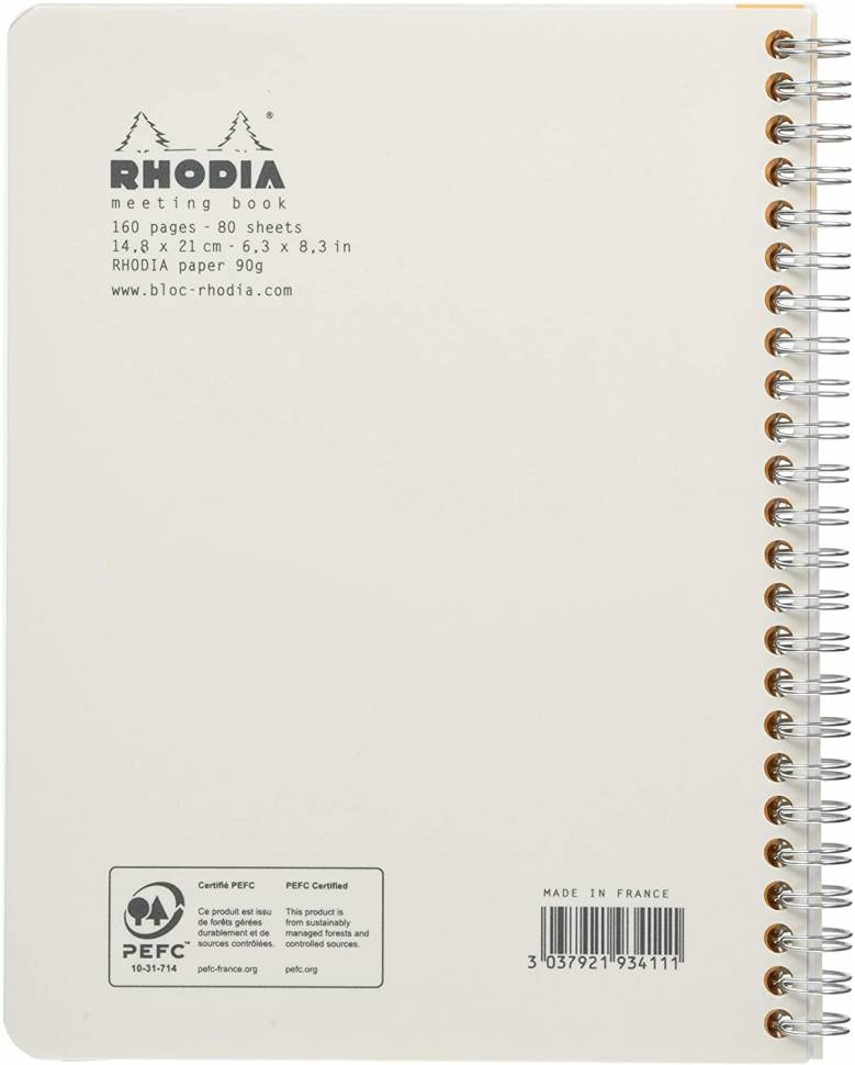 Ежедневник Rhodia Classic линейка мягкая обложка белый А5 / 80 листов / 90 гм