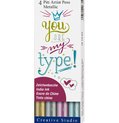 Набор линеров для леттеринга "Металлик" Faber-Castell Pitt Artist Pen 4 штуки купить в художественном магазине Дудлинг.Ру с доставкой по РФ и СНГ